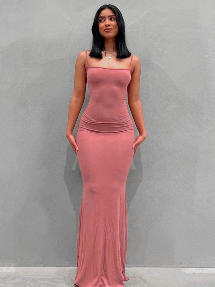BOOFEENAA Strap Backless Long Maxi Dresses Party Club Vacation Outfits for Women Sexy Casual Summer Dress 2022 Wholesale C85CZ24