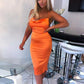 Dulzura neon satin lace up 2021 summer women bodycon long midi dress sleeveless backless elegant party outfits sexy club clothes