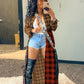 Sexy Plaid Printed Jackets for Women Cardigan Fashion Fall Long Sleeve Outwear Clothing Elegant Streetwear Top Blouse Coats