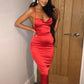 Dulzura neon satin lace up 2021 summer women bodycon long midi dress sleeveless backless elegant party outfits sexy club clothes