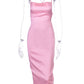 Dulzura neon satin lace up 2021 summer women bodycon long midi dress sleeveless backless elegant party outfits sexy club clothes