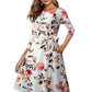 Nice-forever Spring Solid Color with Button Retro Elegant Dresses Party Flare Swing Women Dress A241
