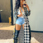 Sexy Plaid Printed Jackets for Women Cardigan Fashion Fall Long Sleeve Outwear Clothing Elegant Streetwear Top Blouse Coats