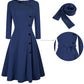 Nice-forever Spring Solid Color with Button Retro Elegant Dresses Party Flare Swing Women Dress A241