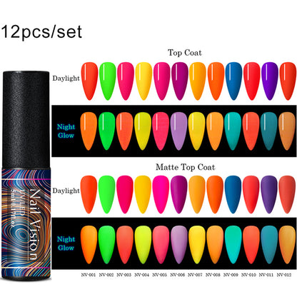 Luminous Nail Gel Glow In Dark Fluorescent Neon UV LED Semi Permanent Soak Off Gel Varnish Lighting In Night Nail Art Varnish