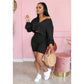 Plus Size Two Piece Set Women Tracksuit V-neck Long Sleeve Top Biker Shorts Sweat Suit 2 Piece Outfits Matching Sets Loungewear