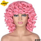 Short Hair Afro Curly Wig With Bangs Loose Synthetic Cosplay Fluffy Shoulder Length Natural Wigs For Black Women Dark Brown 14&quot;
