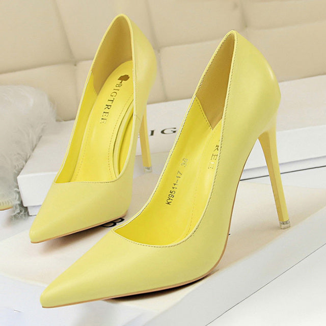 BIGTREE Shoes Women Pumps Fashion High Heels Shoes Black Pink White Shoes Women Wedding Shoes Ladies Stiletto Women Heels 2021