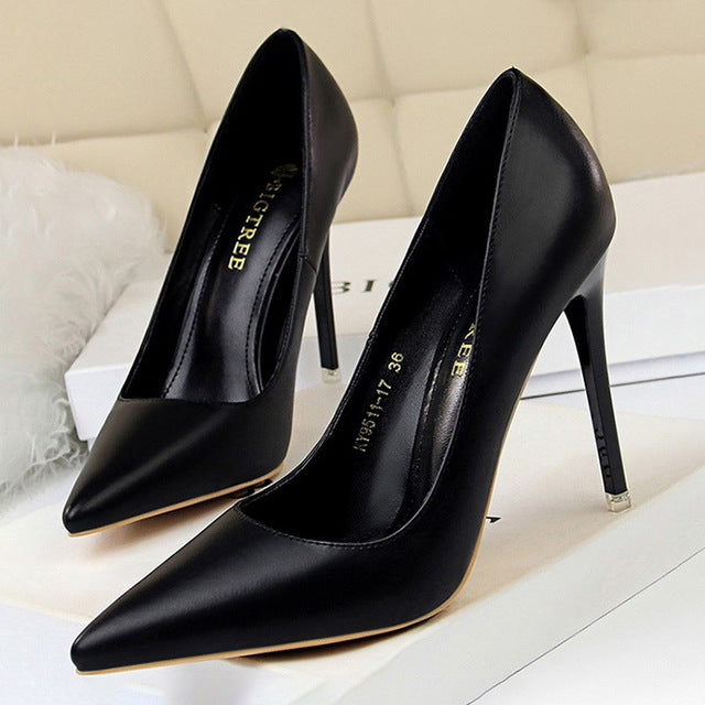BIGTREE Shoes Women Pumps Fashion High Heels Shoes Black Pink White Shoes Women Wedding Shoes Ladies Stiletto Women Heels 2021