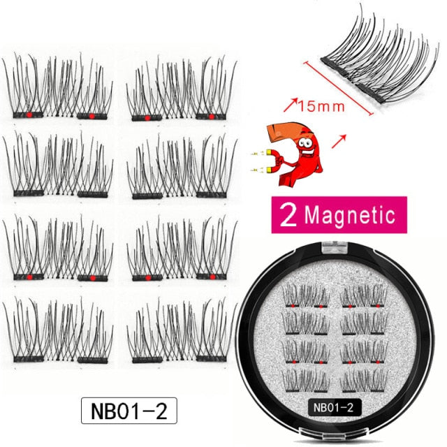 MB New 8Pcs Magnet Mink Lashes 100% Magnetic Eyelashes Natural Hair False Eye lashes 3D Fake Lash Fluffy Faux Cils magnetique