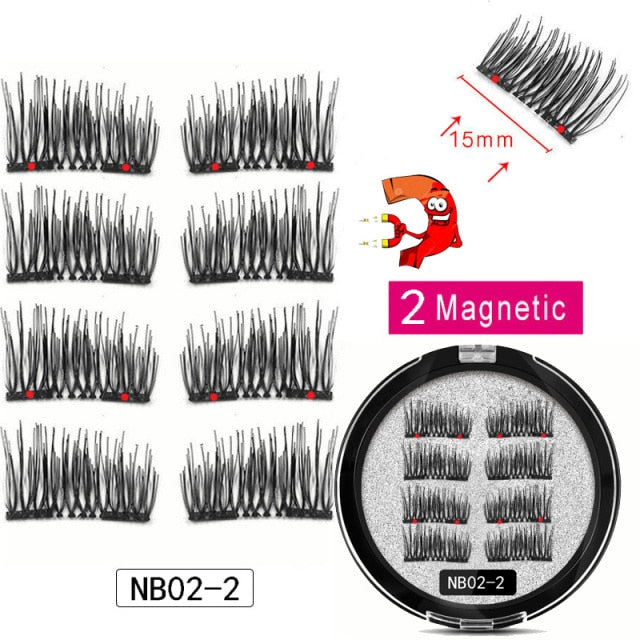 MB New 8Pcs Magnet Mink Lashes 100% Magnetic Eyelashes Natural Hair False Eye lashes 3D Fake Lash Fluffy Faux Cils magnetique