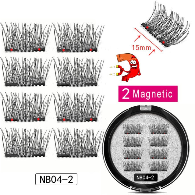 MB New 8Pcs Magnet Mink Lashes 100% Magnetic Eyelashes Natural Hair False Eye lashes 3D Fake Lash Fluffy Faux Cils magnetique