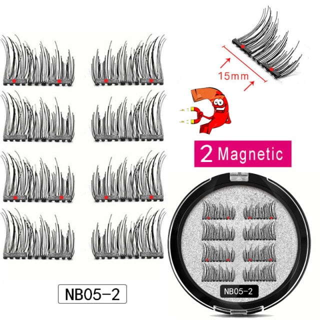 MB New 8Pcs Magnet Mink Lashes 100% Magnetic Eyelashes Natural Hair False Eye lashes 3D Fake Lash Fluffy Faux Cils magnetique