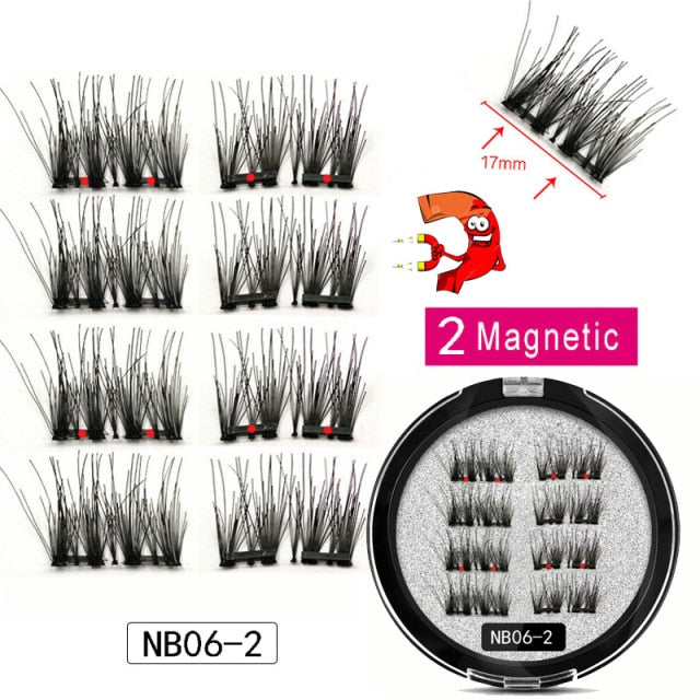MB New 8Pcs Magnet Mink Lashes 100% Magnetic Eyelashes Natural Hair False Eye lashes 3D Fake Lash Fluffy Faux Cils magnetique