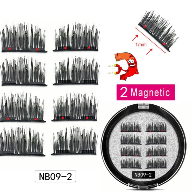 MB New 8Pcs Magnet Mink Lashes 100% Magnetic Eyelashes Natural Hair False Eye lashes 3D Fake Lash Fluffy Faux Cils magnetique