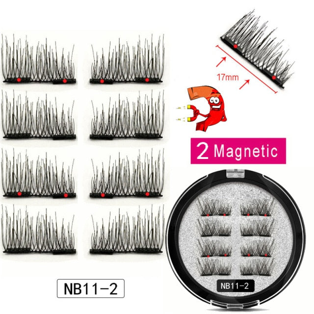 MB New 8Pcs Magnet Mink Lashes 100% Magnetic Eyelashes Natural Hair False Eye lashes 3D Fake Lash Fluffy Faux Cils magnetique