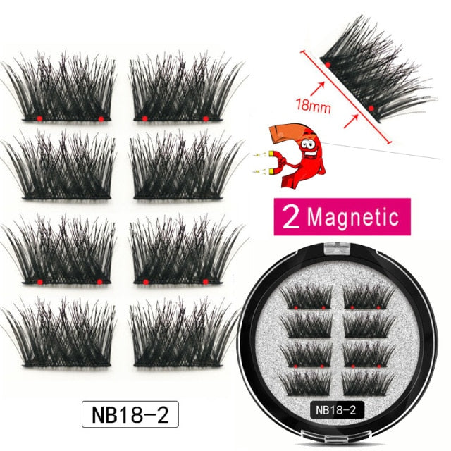 MB New 8Pcs Magnet Mink Lashes 100% Magnetic Eyelashes Natural Hair False Eye lashes 3D Fake Lash Fluffy Faux Cils magnetique