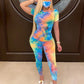 Tie-Dye Clothes Set Women Summer Casual Two Piece Sportswear 2 Piece Outfit for Women Sweat Suit Short Sleeve Top and Shorts Set