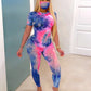 Tie-Dye Clothes Set Women Summer Casual Two Piece Sportswear 2 Piece Outfit for Women Sweat Suit Short Sleeve Top and Shorts Set