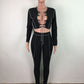 HAOYUAN Sexy Two Piece Set Criss-cross Lace Up Crop Top Pant Sweat Suits Party Club Birthday Outfits for Women Bodycon Tracksuit