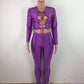 HAOYUAN Sexy Two Piece Set Criss-cross Lace Up Crop Top Pant Sweat Suits Party Club Birthday Outfits for Women Bodycon Tracksuit