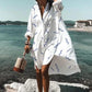 2021 Summer Women Dresses Turn-down Collar Print Casual Long Sleeve Shirt Dress Plus Size Loose Beach Party Vestidos Robe Blouse