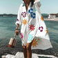 2021 Summer Women Dresses Turn-down Collar Print Casual Long Sleeve Shirt Dress Plus Size Loose Beach Party Vestidos Robe Blouse