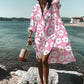 2021 Summer Women Dresses Turn-down Collar Print Casual Long Sleeve Shirt Dress Plus Size Loose Beach Party Vestidos Robe Blouse