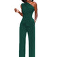 Sexy One Shoulder Rompers Womens Jumpsuit Summer Sleeveless Belt Wide Leg Elegant Lady New Size Bodycon Jumpsuits White Black