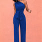 Sexy One Shoulder Rompers Womens Jumpsuit Summer Sleeveless Belt Wide Leg Elegant Lady New Size Bodycon Jumpsuits White Black