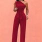 Sexy One Shoulder Rompers Womens Jumpsuit Summer Sleeveless Belt Wide Leg Elegant Lady New Size Bodycon Jumpsuits White Black