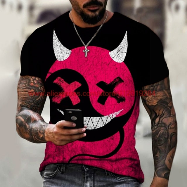 Funny pattern men&#39;s t-shirt horror O-neck t-shirt summer fashion top boy clothing large size streetwear men&#39;s hip hop 3D t shirt