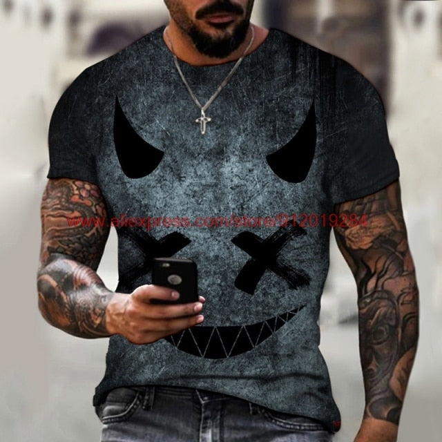 Funny pattern men&#39;s t-shirt horror O-neck t-shirt summer fashion top boy clothing large size streetwear men&#39;s hip hop 3D t shirt