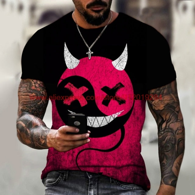 Funny pattern men&#39;s t-shirt horror O-neck t-shirt summer fashion top boy clothing large size streetwear men&#39;s hip hop 3D t shirt