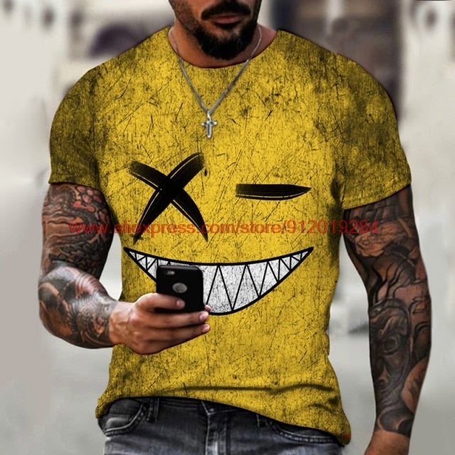 Funny pattern men&#39;s t-shirt horror O-neck t-shirt summer fashion top boy clothing large size streetwear men&#39;s hip hop 3D t shirt