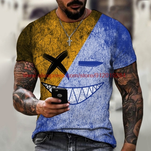 Funny pattern men&#39;s t-shirt horror O-neck t-shirt summer fashion top boy clothing large size streetwear men&#39;s hip hop 3D t shirt