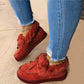 2021 New Women Winter Cotton Shoes Ladies Bowknot Plush Warm Snow Boots Casual Solid Color Flat Short Boots Furry Zapatos Mujer