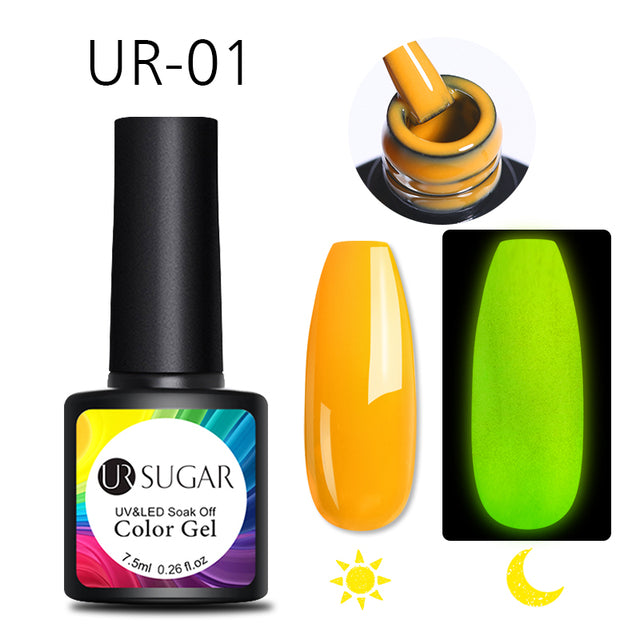 UR SUGAR 7.5ml Luminous Gel Nail Polish Glow In Dark Fluorescent Neon UV LED Nails Gel Soak Off Gel Varnish Nail Art Tools
