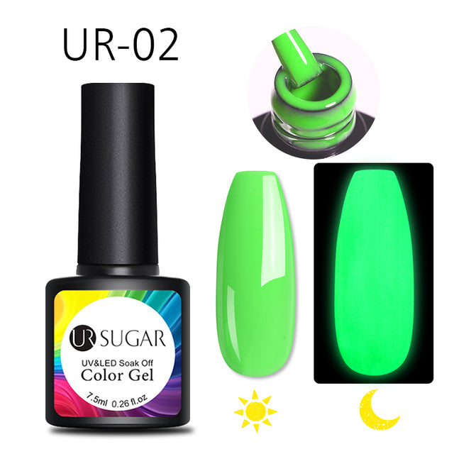 UR SUGAR 7.5ml Luminous Gel Nail Polish Glow In Dark Fluorescent Neon UV LED Nails Gel Soak Off Gel Varnish Nail Art Tools