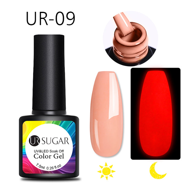 UR SUGAR 7.5ml Luminous Gel Nail Polish Glow In Dark Fluorescent Neon UV LED Nails Gel Soak Off Gel Varnish Nail Art Tools