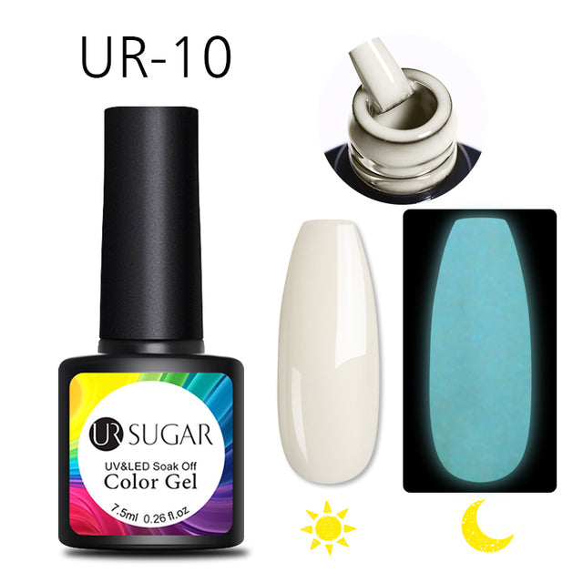 UR SUGAR 7.5ml Luminous Gel Nail Polish Glow In Dark Fluorescent Neon UV LED Nails Gel Soak Off Gel Varnish Nail Art Tools