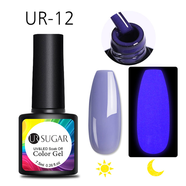 UR SUGAR 7.5ml Luminous Gel Nail Polish Glow In Dark Fluorescent Neon UV LED Nails Gel Soak Off Gel Varnish Nail Art Tools