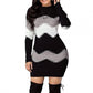 Women Autumn Knitted Mini Sweater Dress Multi-color Top Casual Long-sleeved Striped Sweater Slim Christmas Sweaters for Female