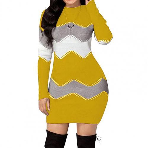 Women Autumn Knitted Mini Sweater Dress Multi-color Top Casual Long-sleeved Striped Sweater Slim Christmas Sweaters for Female