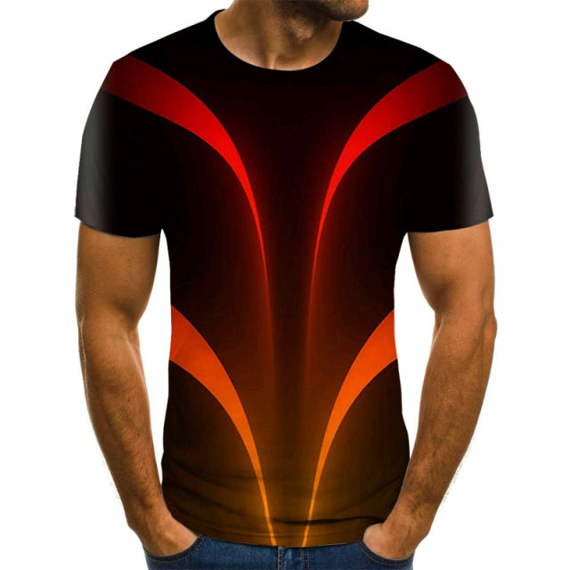 Casual Men&#39;s T-Shirts Men&#39;s 3D Plaid Tops Daily Casual Short-Sleeved Summer Fashion O-Neck Shirts Daily Streetwear