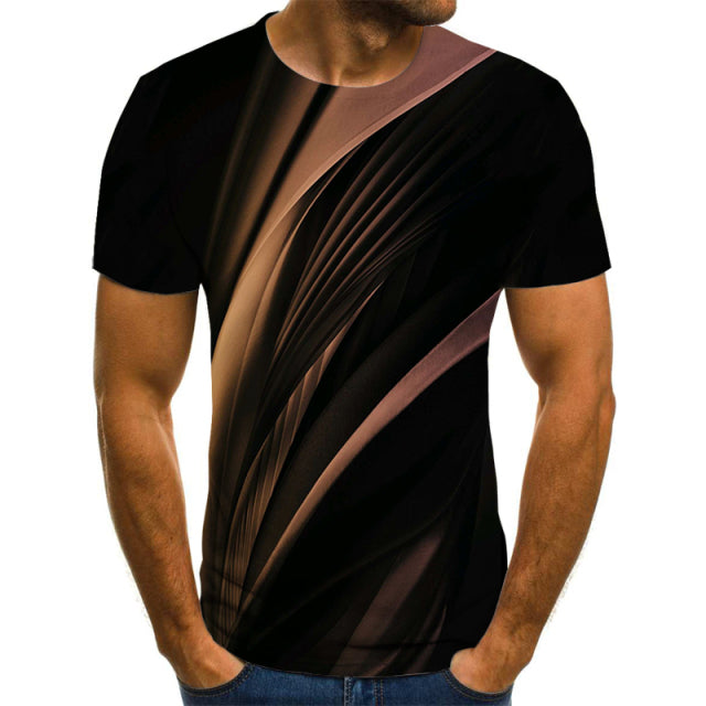 Casual Men&#39;s T-Shirts Men&#39;s 3D Plaid Tops Daily Casual Short-Sleeved Summer Fashion O-Neck Shirts Daily Streetwear