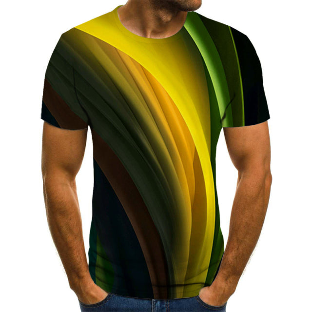 Casual Men&#39;s T-Shirts Men&#39;s 3D Plaid Tops Daily Casual Short-Sleeved Summer Fashion O-Neck Shirts Daily Streetwear