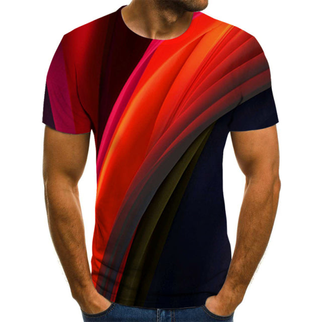 Casual Men&#39;s T-Shirts Men&#39;s 3D Plaid Tops Daily Casual Short-Sleeved Summer Fashion O-Neck Shirts Daily Streetwear