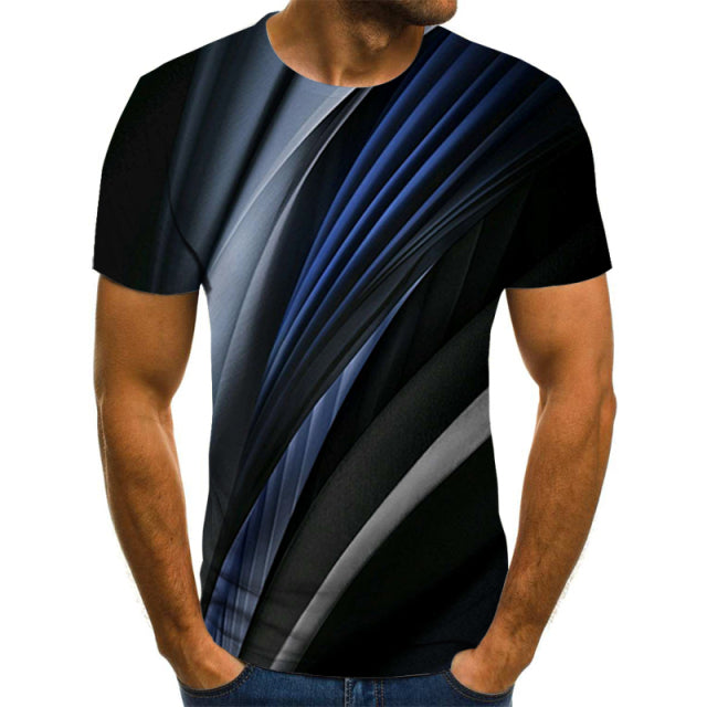 Casual Men&#39;s T-Shirts Men&#39;s 3D Plaid Tops Daily Casual Short-Sleeved Summer Fashion O-Neck Shirts Daily Streetwear
