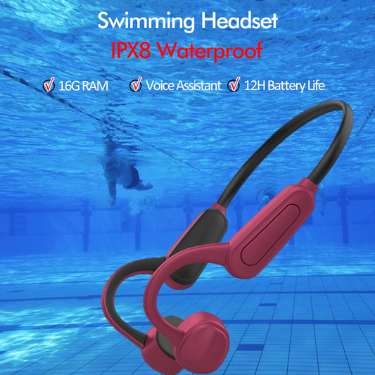 Bluetooth 5.0 Headset Swimming 16G RAM MP3 Bone Conduction Sports Headphone IPX8 Water Proof Wireless Earphone for All Phones K8